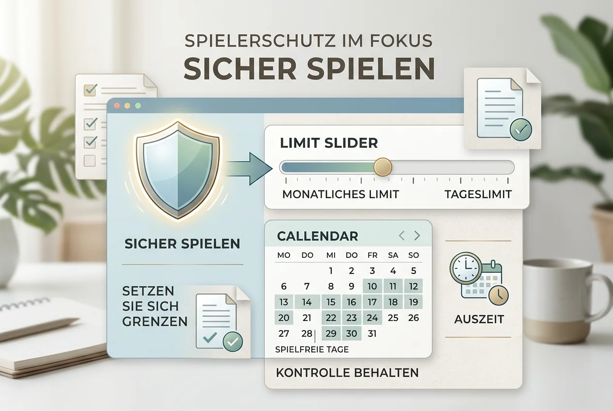 Ruhige Darstellung von Schutzschild, Limitnotiz und digitalem Kontrollsystem