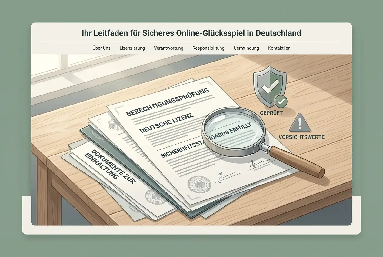 Notizbrett mit deutschen Prüfpunkten zu Erlaubnis und Glücksspielaufsicht
